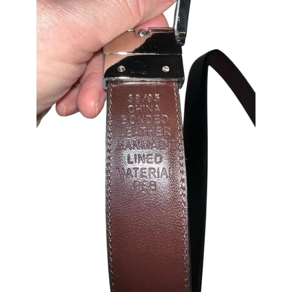 Men’s Black Genuine Leather‎ Dress Belt Silver Buckle Size 40/100 Classic